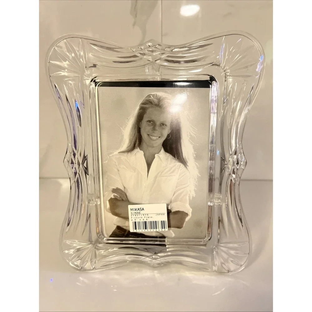 Mikasa Crystal Clear Glass Picture Frame Simone 8x10 Vintage 90s Japan